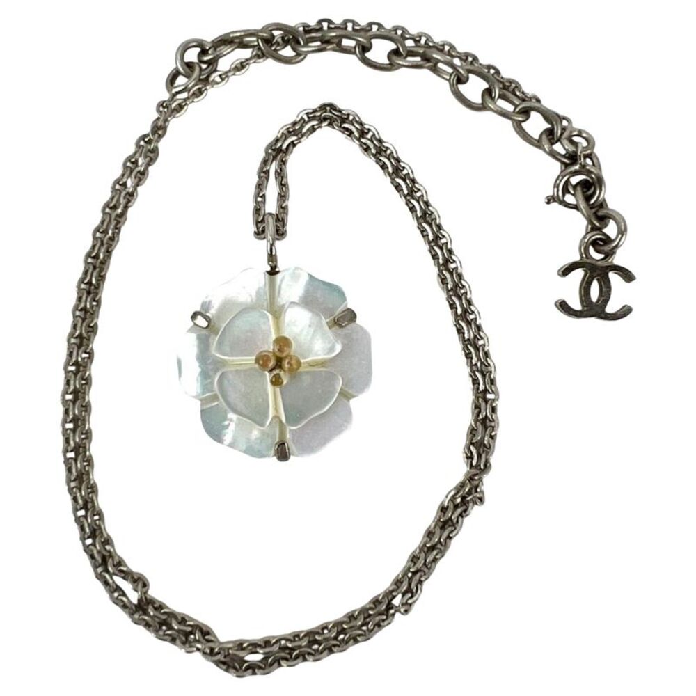 Chanel Mother of Pearl Camellia Pendant Necklace